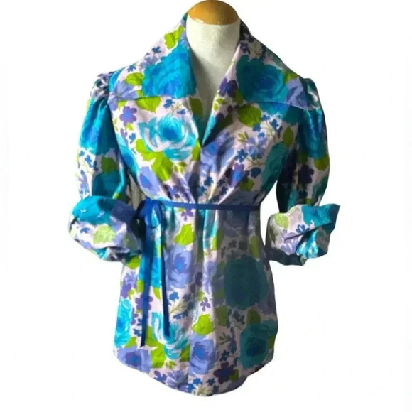 Retro vintage style HANDMADE woman’s pleated top floral BOLD pattern - Picture 9 of 9